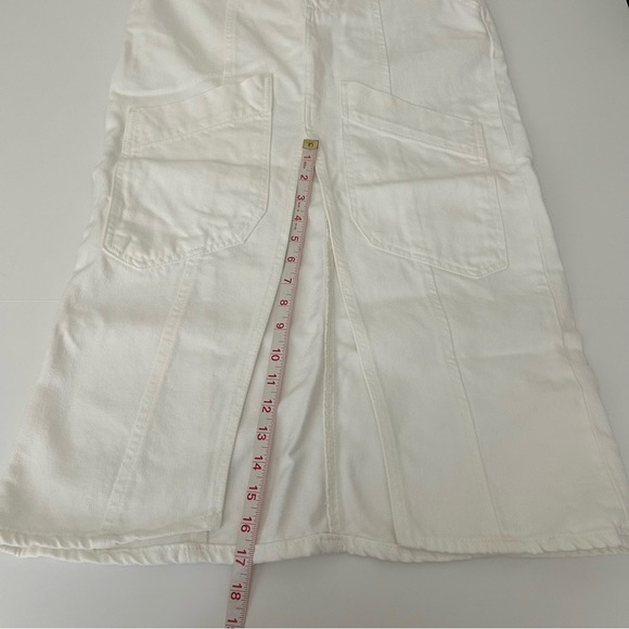 ZARA White Denim Front Slit Long Ankle Length Front Back Pocket Skirt Small - Picture 9 of 10